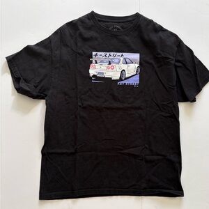 Key Street Black Graphic Tee with Car Illustration XL